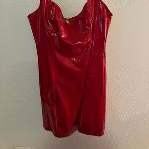 Vinyl-fully lined RED mini dress SZ 7-8. NWT!